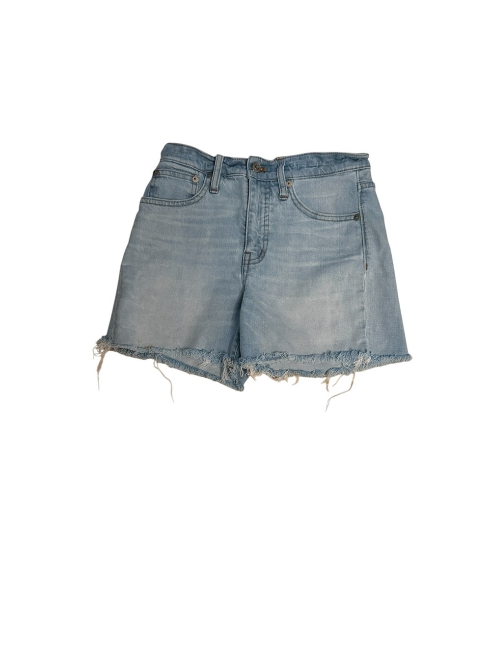 Madewell Light Wash Denim Frayed Hem Shorts Size 24 High Rise cotton